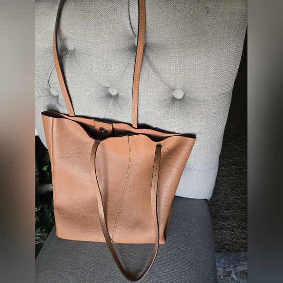 Banana Republic Handbags - Banana Republic Pebbled Cow Leather Tote Bag Brown Tan Shoulder Purse